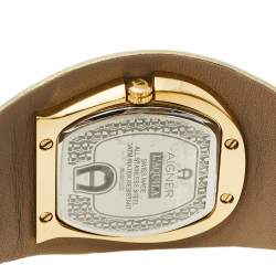 Pre Owned Aigner Gold Plated Stainless Steel Leather L'Aquila A41200 Women's Wristwatch 36 mm