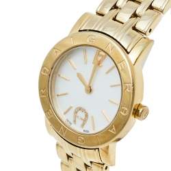 Pre Owned Aigner White Mother of Pearl Gold Plated Stainless Steel Cortina A26200 Women's Wristwatch 29 mm