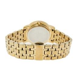 Pre Owned Aigner White Mother of Pearl Gold Plated Stainless Steel Cortina A26200 Women's Wristwatch 29 mm