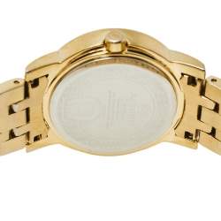 Pre Owned Aigner White Mother of Pearl Gold Plated Stainless Steel Cortina A26200 Women's Wristwatch 29 mm