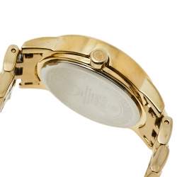 Pre Owned Aigner White Mother of Pearl Gold Plated Stainless Steel Cortina A26200 Women's Wristwatch 29 mm
