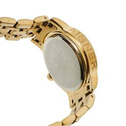Pre Owned Aigner White Mother of Pearl Gold Plated Stainless Steel Cortina A26200 Women's Wristwatch 29 mm
