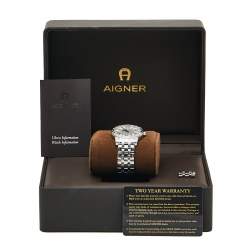 Pre Owned Aigner Silver Stainless Steel Diamond Cortina A26300 Women's Wristwatch 36 mm