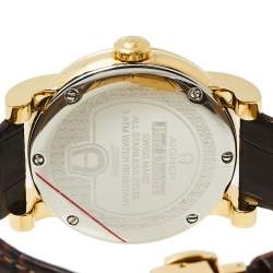 Pre Owned Aigner Mother Of Pearl Gold Plated Stainless Steel Leather Diamond Bari Donna A37200 Women's Wristwatch 41 mm