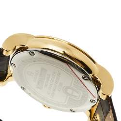 Pre Owned Aigner Mother Of Pearl Gold Plated Stainless Steel Leather Diamond Bari Donna A37200 Women's Wristwatch 41 mm