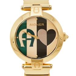 مملوكة مسبقًا Aigner Multicolor Gold Plated Stainless Steel Siena A16200 Women's Wristwatch 36 mm