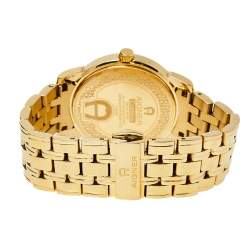 Pre Owned Aigner Mother of Pearl Gold Tone Stainless Steel Diamond Cortina A26300 Women's Wristwatch 36 mm