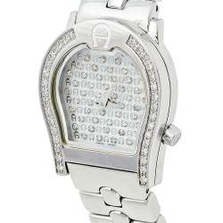 Pre Owned Aigner Mother of Pearl Stainless Steel Diamond Verona A01200 Women's Wristwatch 24 mm