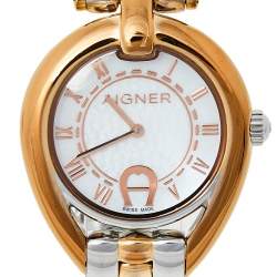 Pre Owned ساعة يد نسائية أيغنر أمبريا A49300 ستانلس ستيل ثنائية اللون صدف 35مم