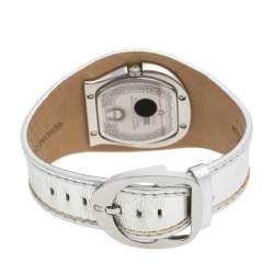 Pre Owned Aigner Silver Stainless Steel Metallic Leather L'Aquila A41200 Women's Wristwatch 36 mm