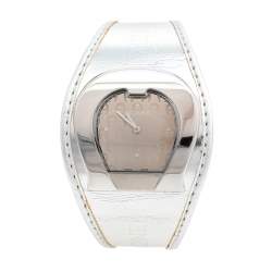 Pre Owned Aigner Silver Stainless Steel Metallic Leather L'Aquila A41200 Women's Wristwatch 36 mm