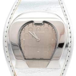 Pre Owned Aigner Silver Stainless Steel Metallic Leather L'Aquila A41200 Women's Wristwatch 36 mm