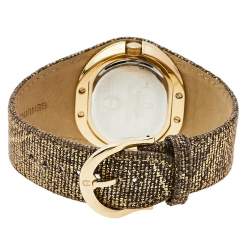 Pre Owned Aigner Brown Gold Plated Stainless Steel Leather Ravello Due A21000 Women's Wristwatch 43 mm