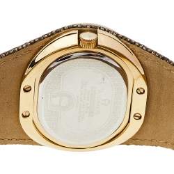 Pre Owned Aigner Brown Gold Plated Stainless Steel Leather Ravello Due A21000 Women's Wristwatch 43 mm