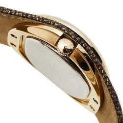 Pre Owned Aigner Brown Gold Plated Stainless Steel Leather Ravello Due A21000 Women's Wristwatch 43 mm