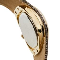 Pre Owned Aigner Brown Gold Plated Stainless Steel Leather Ravello Due A21000 Women's Wristwatch 43 mm