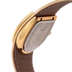 Pre Owned Aigner White Gold Plated Stainless Steel Leather Capri A19200 Women's Wristwatch 30 mm