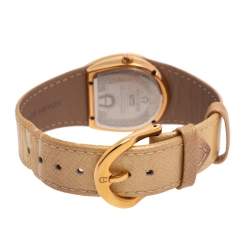 Pre Owned Aigner White Gold Plated Stainless Steel Leather Capri A19200 Women's Wristwatch 30 mm