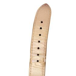 Pre Owned Aigner White Gold Plated Stainless Steel Leather Capri A19200 Women's Wristwatch 30 mm