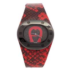 Aigner Black PVD Stainless Steel Leather Ravello Due A21000 Women's Wristwatch 43 mm