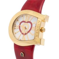 مملوكة مسبقًا Aigner White Gold Plated Stainless Steel Genua A31000 Women's Wristwatch 39 mm