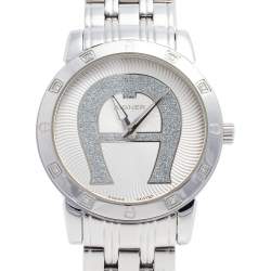 Pre Owned Aigner Silver Stainless Steel Diamonds Cortina A26300 Women's Wristwatch 36 mm
