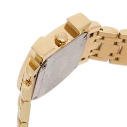 Pre Owned Aigner White Leaves Gold Plated Stainless Steel Genua Due A31600 Women's Wristwatch 31 mm