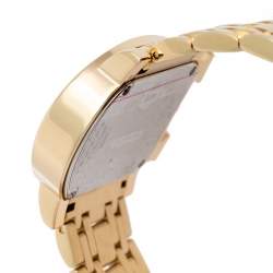 Pre Owned Aigner White Leaves Gold Plated Stainless Steel Genua Due A31600 Women's Wristwatch 31 mm
