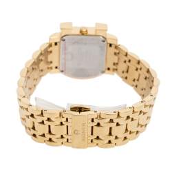 Pre Owned Aigner White Leaves Gold Plated Stainless Steel Genua Due A31600 Women's Wristwatch 31 mm