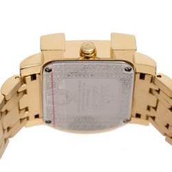 Pre Owned Aigner White Leaves Gold Plated Stainless Steel Genua Due A31600 Women's Wristwatch 31 mm