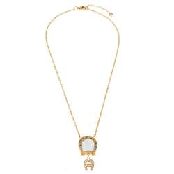 مملوكة مسبقًا ساعة يد نسائية أيغنر جينوا ديو A31600  ستانلس ستيل مطلي بالذهب وصدف وألماس 34 مم مع طقم قلادة وأق راط 