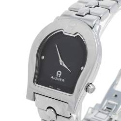 Pre Owned Aigner Black Stainless Steel Ravenna A02102 Women's Wristwatch 33 mm