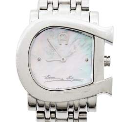 Pre Owned Aigner Mother of Pearl Stainless Steel Genua Due A31600 Women's Wristwatch 31 mm