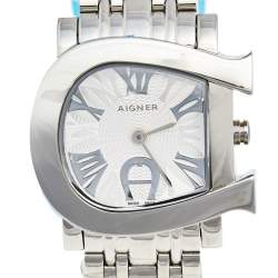 Pre Owned Aigner Silver Stainless Steel Genua Due A31600 Women's Wristwatch 31 mm