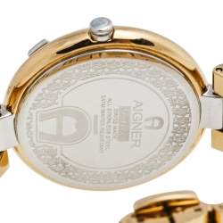 Pre Owned Aigner Mother of Pearl Two Tone Stainless Steel Gorizia A106200 Women's Wristwatch 33 mm