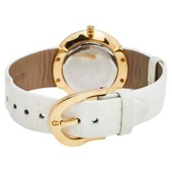 Pre Owned Aigner Mother of Pearl Two Tone Stainless Steel Leather Aversa A51300 Women's Wristwatch 35 mm