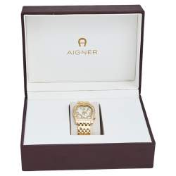 مملوكة مسبقًا Aigner Mother of Pearl Gold Plated Stainless Steel Ravenna Nuovo A25100 Women's Wristwatch 33 mm