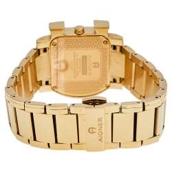 مملوكة مسبقًا Aigner Mother of Pearl Gold Plated Stainless Steel Genua Due A31600 Women's Wristwatch 33 mm