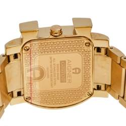 مملوكة مسبقًا Aigner Mother of Pearl Gold Plated Stainless Steel Genua Due A31600 Women's Wristwatch 33 mm