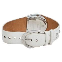 Pre Owned Aigner White Stainless Steel Leather Capri A19200 Women's Wristwatch 30 mm