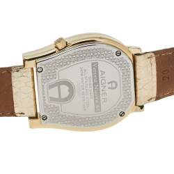 Pre Owned Aigner Champagne Gold Plated Stainless Steel Verona Nuovo 44 A22000 Women's Wristwatch 38 mm