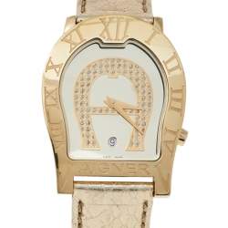 Pre Owned Aigner Champagne Gold Plated Stainless Steel Verona Nuovo 44 A22000 Women's Wristwatch 38 mm