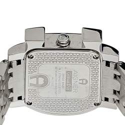 Pre Owned Aigner White Leaves Stainless Steel Genua Due A31600 Women's Wristwatch 31 mm