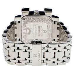 Pre Owned Aigner White Leaves Stainless Steel Genua Due A31600 Women's Wristwatch 31 mm