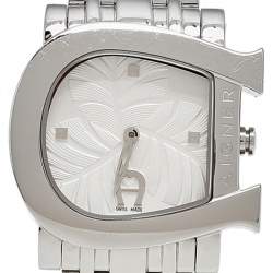 Pre Owned Aigner White Leaves Stainless Steel Genua Due A31600 Women's Wristwatch 31 mm