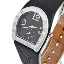 Pre Owned Aigner Black Stainless Steel Leather Capri III A19200 Women's Wristwatch  30 mm