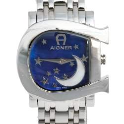 Aigner Purple Mother of Pearl Moon and Star Stainless Steel Genua Due A31600 Women's Wristwatch 31 mm