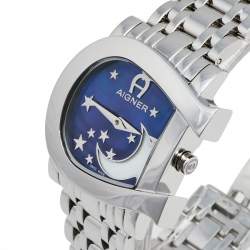 Aigner Purple Mother of Pearl Moon and Star Stainless Steel Genua Due A31600 Women's Wristwatch 31 mm