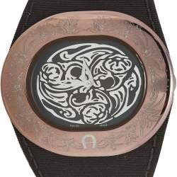 Pre Owned Aigner Silver Brown PVD Coated Stainless Steel Fabric Ravello Due A21000 Women's Wristwatch 43 mm