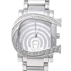 Pre Owned Aigner Mother of Pearl Stainless Steel Genua Due A31600 Women's Wristwatch 31 mm